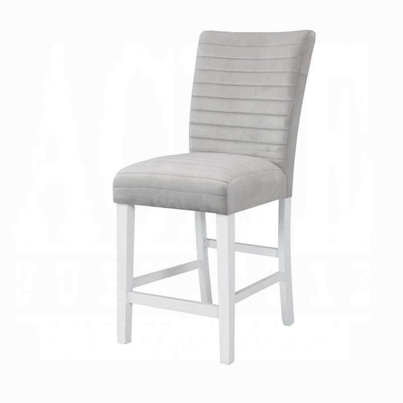 Ensemble de 2 tabourets gris et blancs rembourrés à hauteur de comptoir