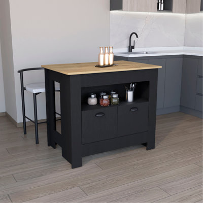 Îlot de cuisine H 35 po avec 2 portes et 3 tablettes