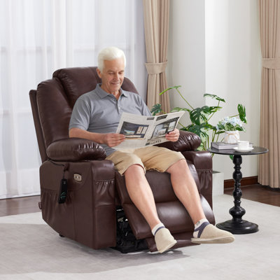 Fauteuil basculeur inclinable en similicuir à puissance moyenne avec massage et chaleur Courtois