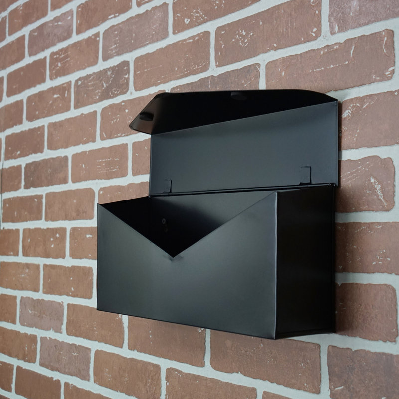 Black Aluminum Envelope Wall Mounted Mailbox