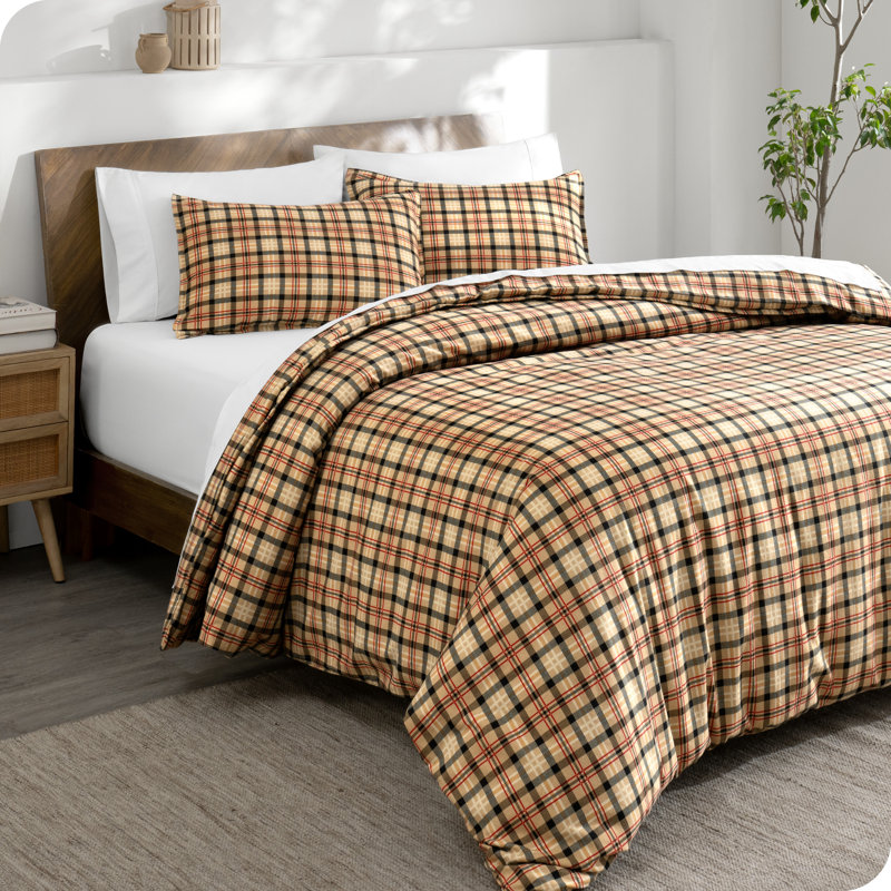 Flannel Duvet Cover and Sham Set, Red Lodge Plaid, Full Duvet Cover + 2 Standard Shams