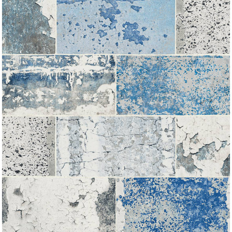 Papier peint abstrait Herculaneum, Brume bleue / argent