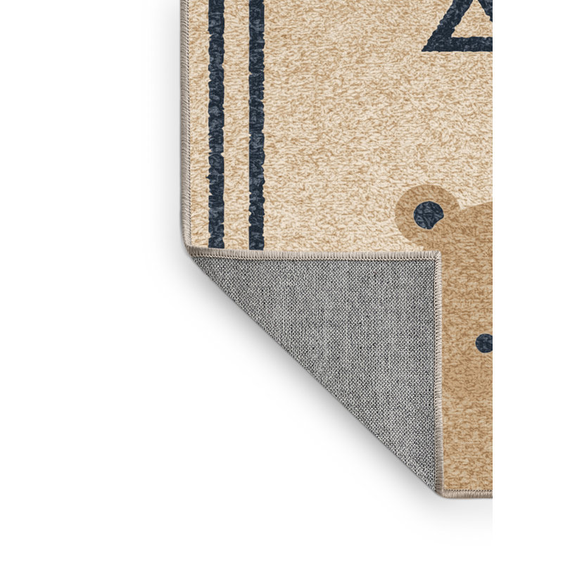 Machine Washable Ritner Hanukkah Modern & Contemporary Abstract Rug in Beige – Beige Binding, 4x6