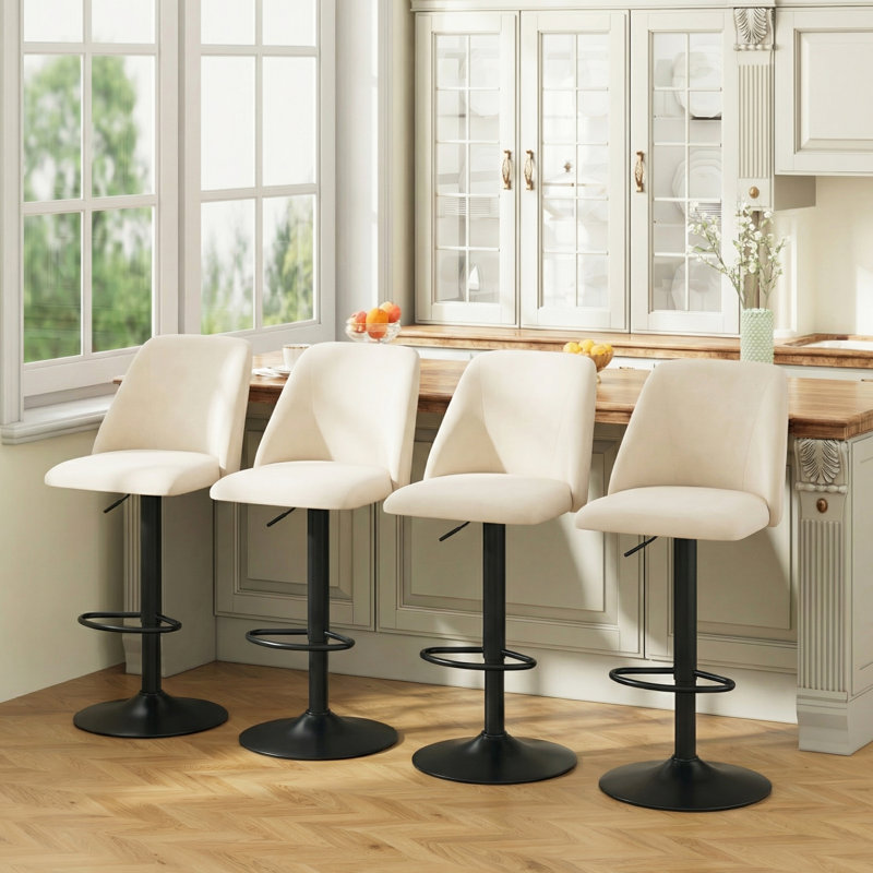 Chaise de bar pivotante à hauteur réglable, Beige