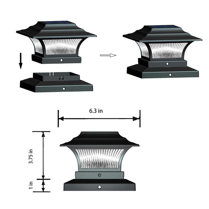 Bronze Low Voltage Solar Powered Integrated LED Fence Post Cap Light 4 In. X 4 In. with Base Adapter Included Kit