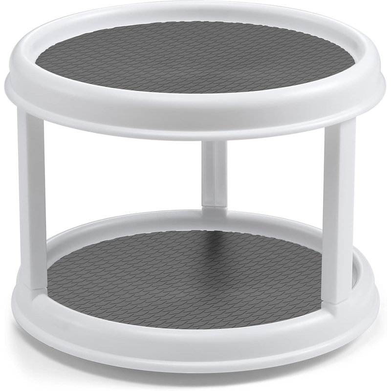 2 Pack, 2 Tier Turntable Lazy Susan Spice Organizer - Rotating Seasoning Rack Spinner For Pantry Cabinet Kitchen Countertop, Table Top Organizing - Multiuse Two Tier Rotating Organization Rack
