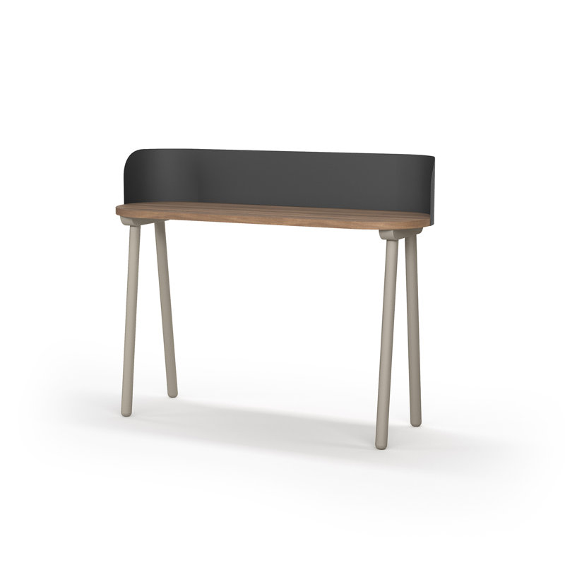 Eta Oval Solid Wood Writing Desk, Taupe, Brown
