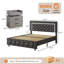Ensemble de chambre à coucher 3 pièces, avec lit plateforme capitonné en similicuir et table de chevet DEL-1938109931-1938109941
