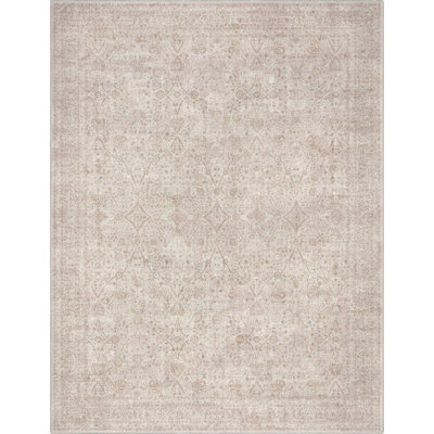 Ervin Isolde Vintage Oriental Botanical Ivory & Cream Area Rug