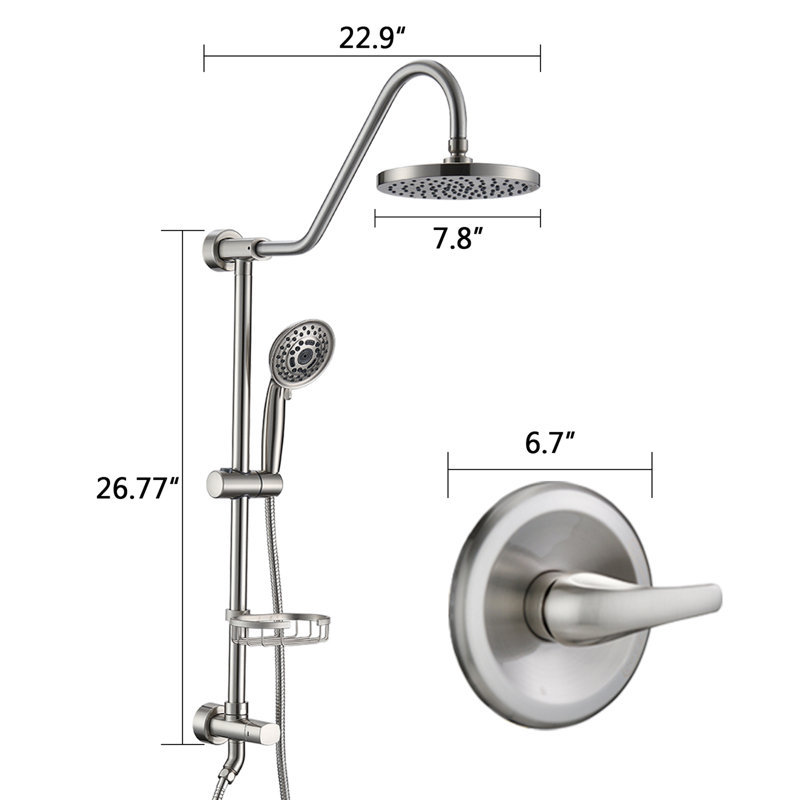 With hand shower system (including rough-in valve), Brushed Nickel