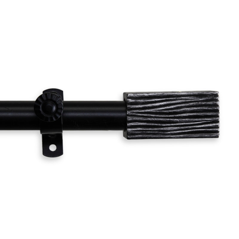Tringle à rideaux simple réglable 0,81 po Hazel, Noir, 28 po à 48 po (chaque côté)