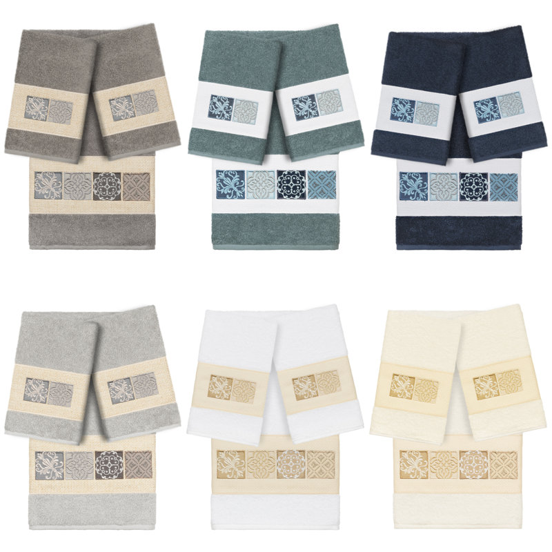 100% Turkish Cotton Vivian 3 Piece Embellished Towel Set, Teal
