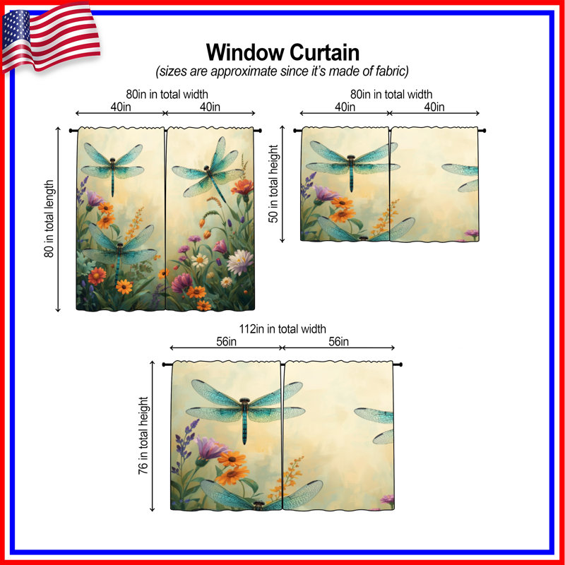 Libellules et fleurs colorées, 40 po x 80 po - 2 panneaux, Transparent
