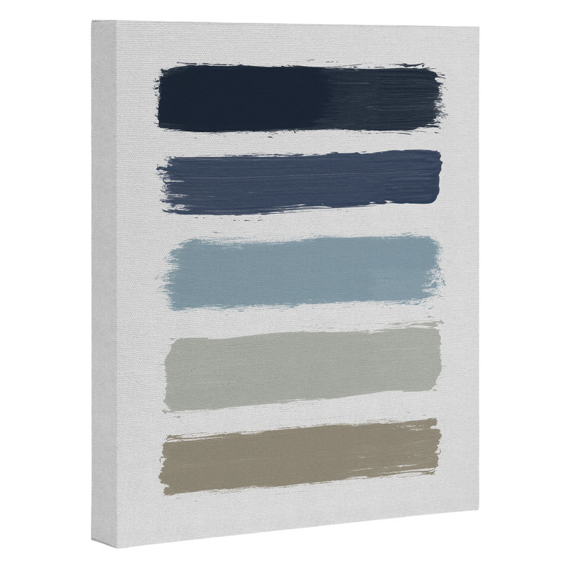 «Blue and Taupe Stripes» - Imprimé, H 10 po x l 8 po x P 2 po, Toile tendue, Pas de tapis