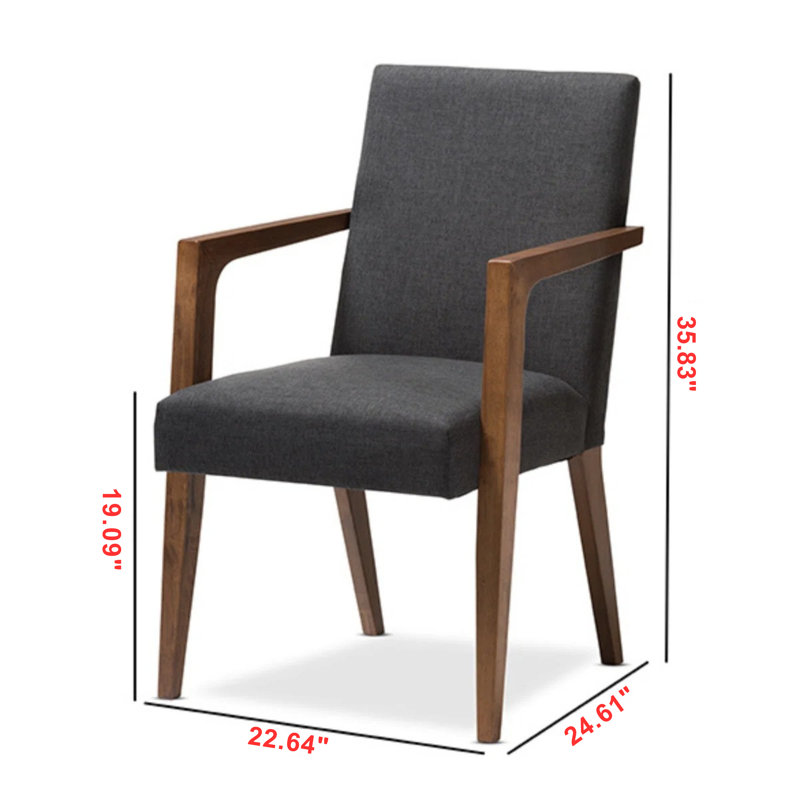 Debussy Upholstered Accent Chair in Dark Gray Polyester Fabric, 35.83'' H X 22.64'' W X 24.61'' D, Dark Gray Leather Match