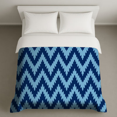 Housses de couette bleues à motif en zigzag