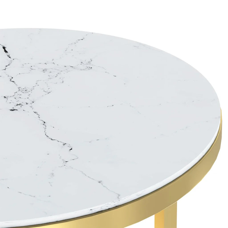 Slayden Glass Top Frame End Table, White