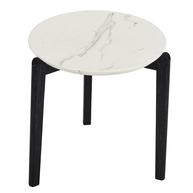 End Table， Living Room End Tables ，Small Side Table ，Round Side Table ，Wood End Table ，Accent Tables, White
