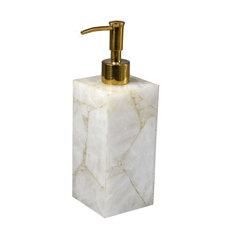 Gemstone White Quartz/GOLD FOIL  Lotion Pump