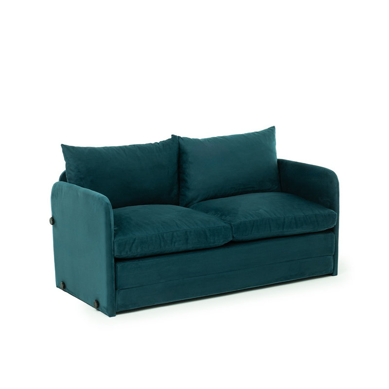Modern 2-Seat Sofa Bed, Petrol Green | 100% Metal Frame, 100% Polyester Fabric | Sofa Dimensions: 58.3 x 27.6 x 26.0 inches | Bed Dimensions: 78.7 x 55.1 inches | Stylish & Functional Design for Small Spaces