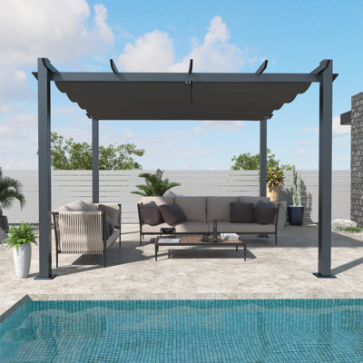 Pergola d'extérieur en aluminium avec auvent Veikous