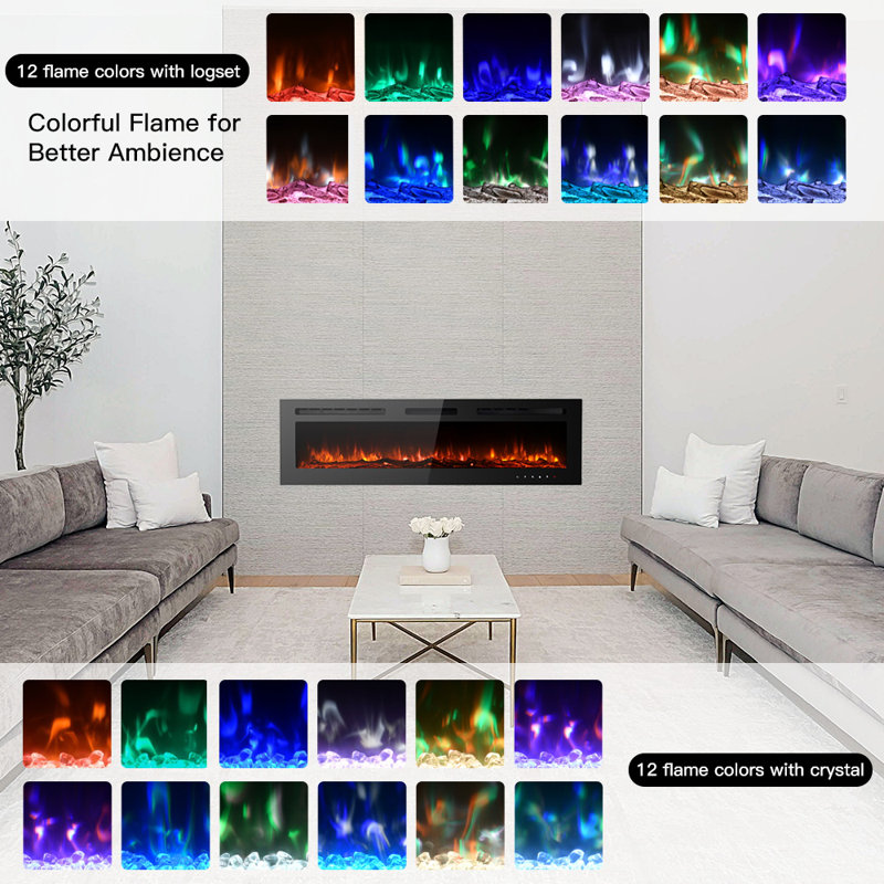 Carwyn Latitude Run Powder Coated Electric Fireplace, 43cm H x 178cm W x 10cm D