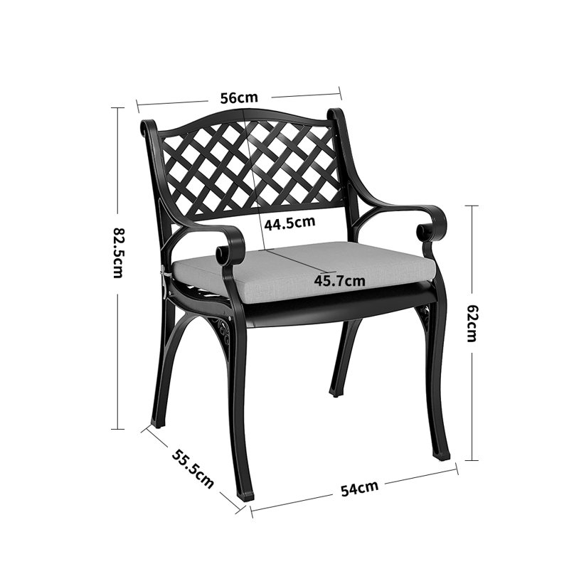 Candi Patio Dining Armchair with Cushion, Black
