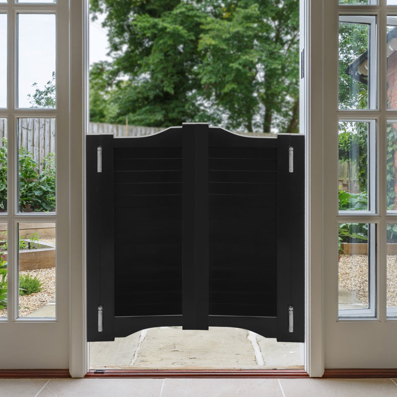 Solid Wood Paneled Café / Saloon Door, 42.12" H x 35.82" W, Black