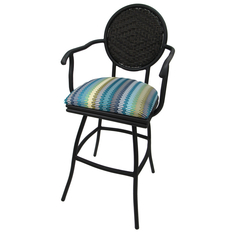 Tabouret pivotant et très grand Merriwood, Bande ensoleillée turquoise, Très haute (assise de 35 po de hauteur)