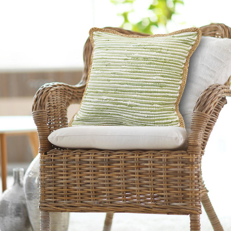 Riley Fringed Throw Pillow Set of 2, Green