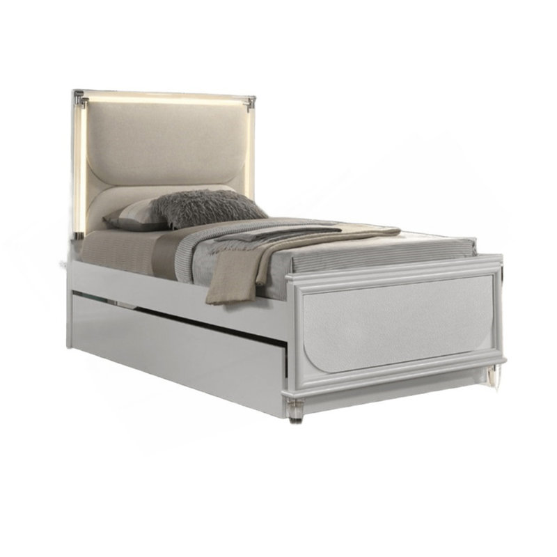 Mobilier de chambre à coucher contemporain avec cadre de lit 1 pi, Lit double