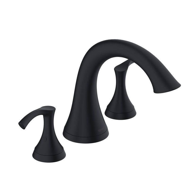 Antioch Double Handle Deck Mounted Roman Tub Faucet Trim, Satin Black