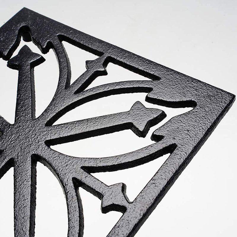 Sous-plat rond en métal robuste en fonte, support noir antirouille pour porte-casseroles ou théière
