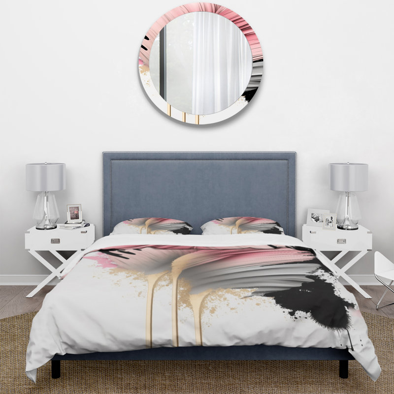 Ensemble de housse de couette en microfibre / polyester rose Gerbera, Housse de couette pour très grand lit et 2 très