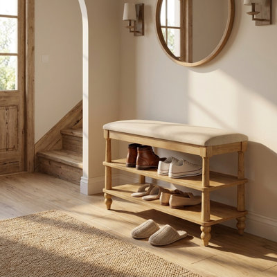  2-Tier Upholstered Shoe Bench