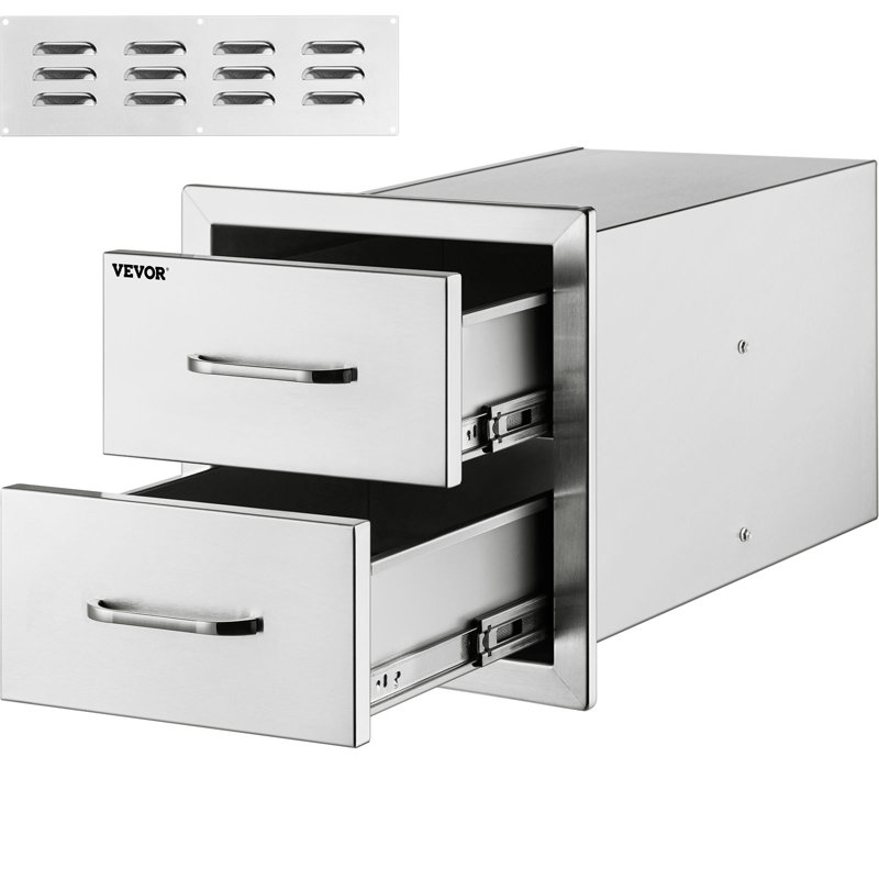 18'' Stainless Steel Double Access Outdoor Kitchen Drawers