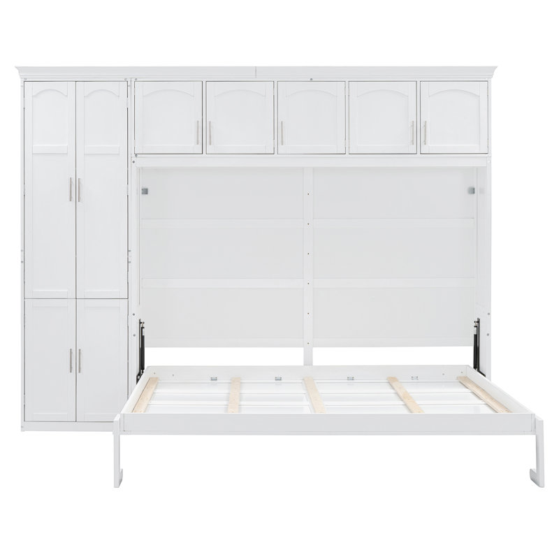 Grand lit escamotable mural avec armoires, grand