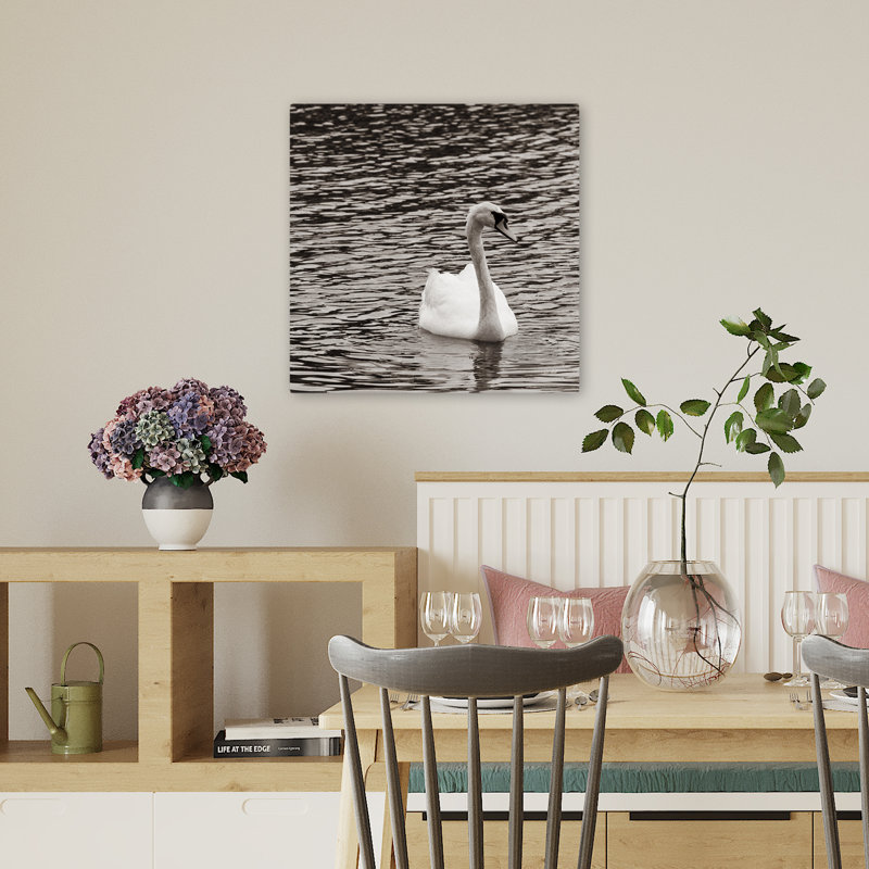 Cygne simple, art contemporain, H 18 po x l 18 po