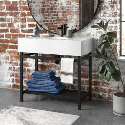 Whittier 36'' Single Bathroom Vanity with Vitreous China Top