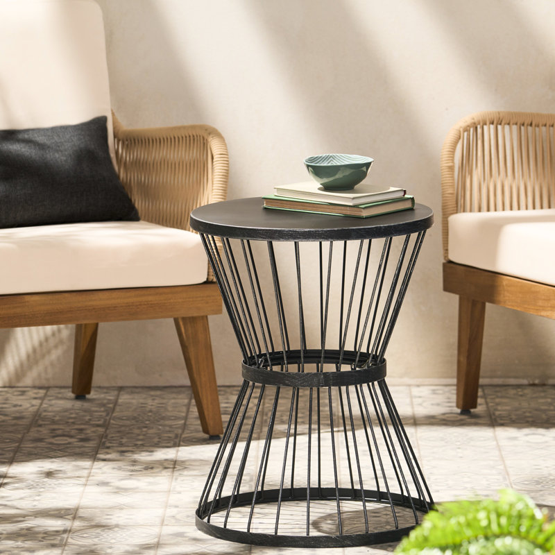 Table de bout d'extérieur Artistic, Noir mat, H 20,41 po x l 16,66 po x P 16,7 po