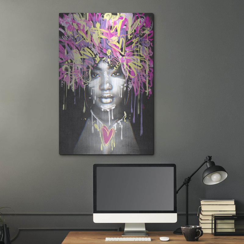 «Graffiti cheveux» par Svetlana Aleynikova, art mural en métal, H 36 po x l 24 po