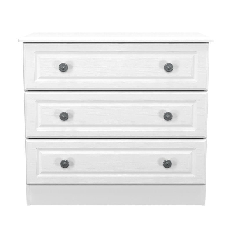 Fully Assembled Meansville 3 Drawer Chest, White