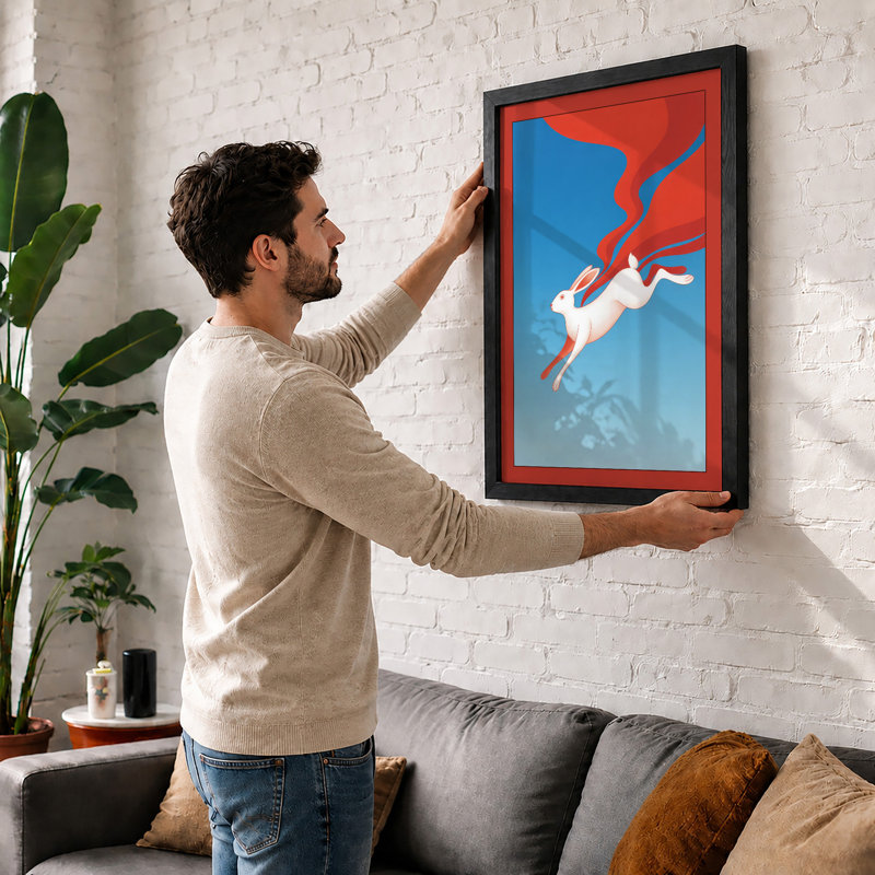Dive into Blue Modern - Framed Print, Black, A4 - 29.7 x 21.0 cm
