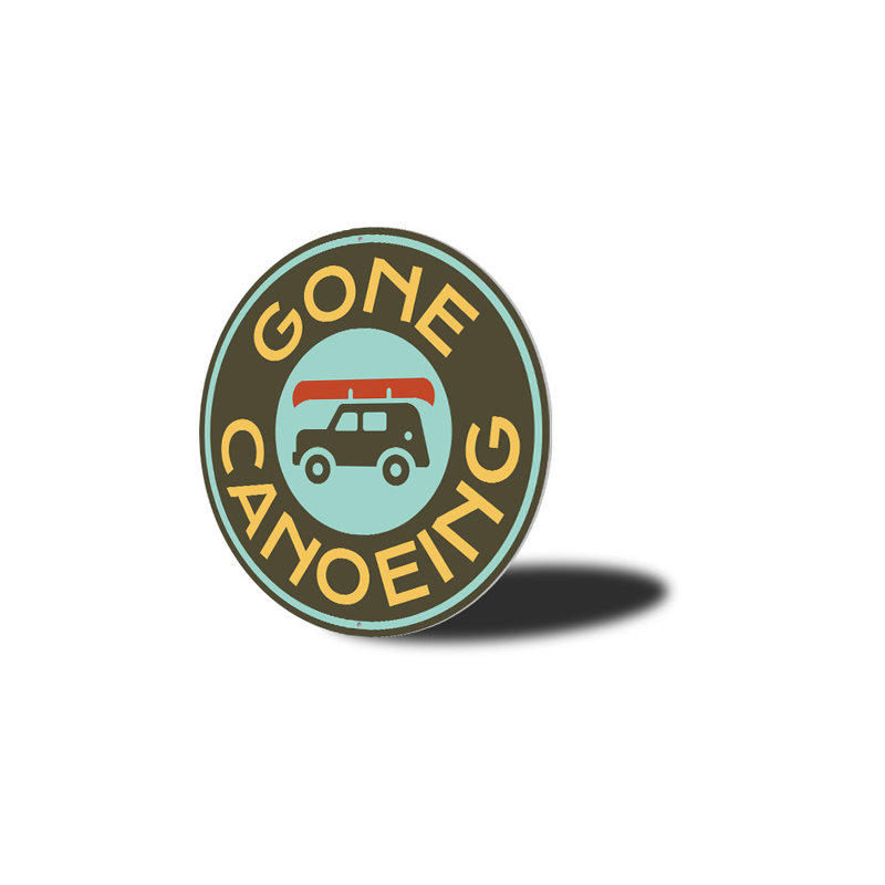 Enseigne en aluminium «Gone Canoeing», H 12 po x l 12 po x P 0,04 po