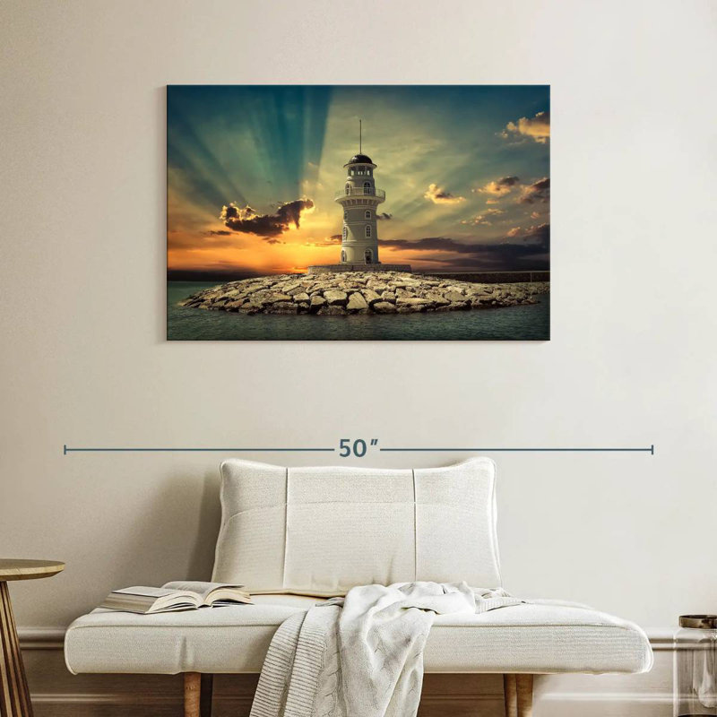 Majestic Lighthouse Sunset, 26" H x 39" W