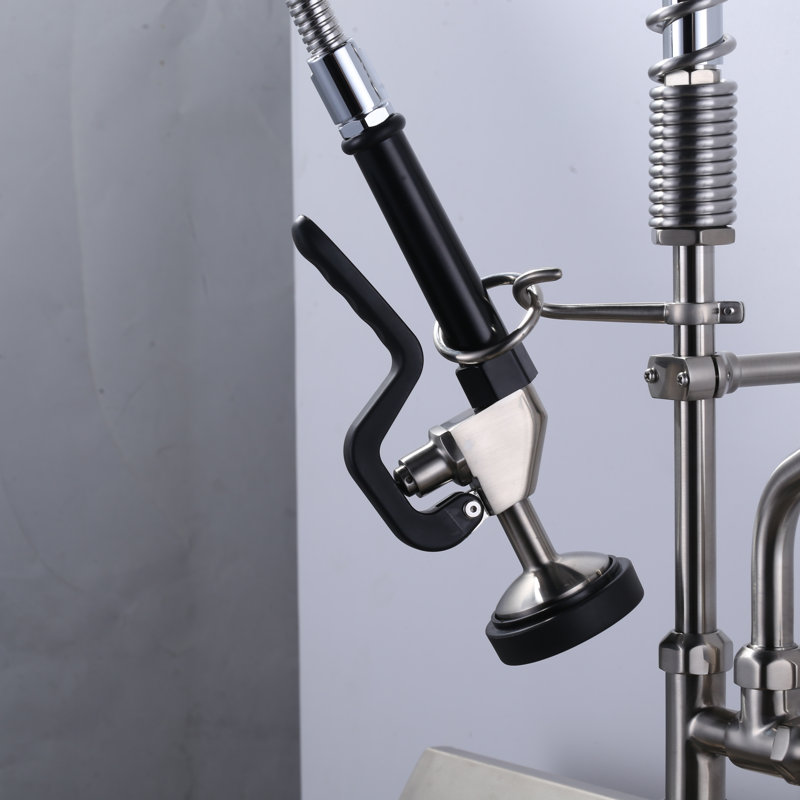 Pre Rinse Sprayer Commercial Sink Sprayer Replacement for Kitchen Sink Faucet, Matte Black/Nickel