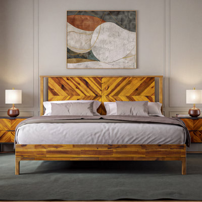 Base de lit avec tête de lit Vivian DELUXE - bois d'acacia