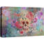 Vie et mort - Fleurs de crâne sur art floral abstrait sur toile, reproduction d'art mural-94537450