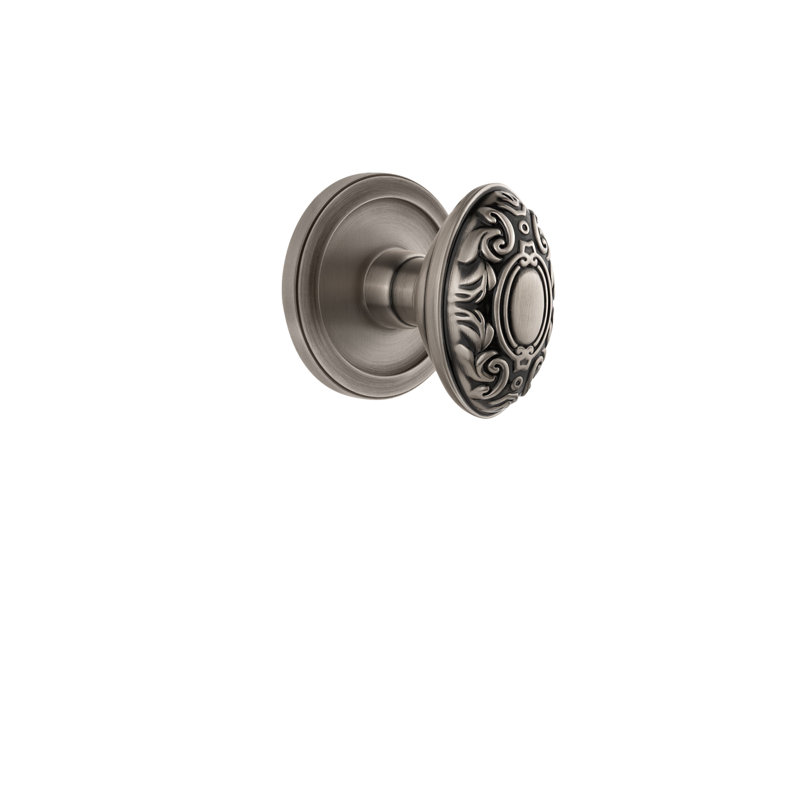 Grandeur Circulaire Rosette Double Dummy with Grande Victorian Door Knob, Antique Pewter