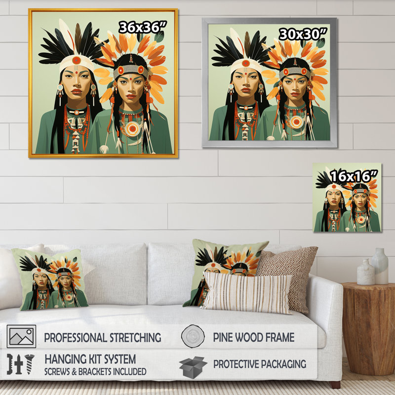 Native American Feathered Legends sur toile, Toile tendue, 36" H x 36" W